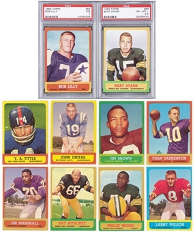 1963 Topps Football Complete Set (170) Including 13 PSA-Graded Examples